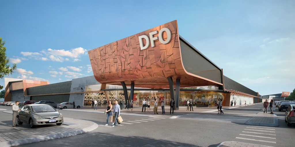 3d render cgi image of auckland dfo shopping centre