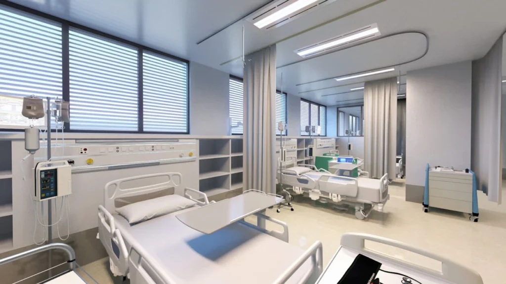 3d render intensive care unit angle 2
