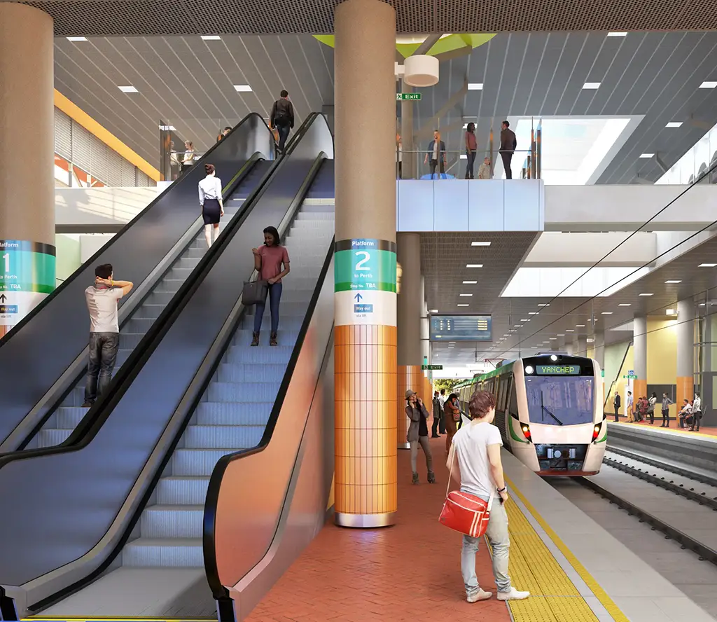 cgi render of yanchep train station in perth australia