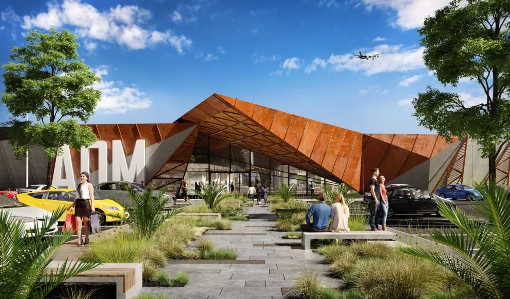 3d cgi render of dfo in auckland exterior