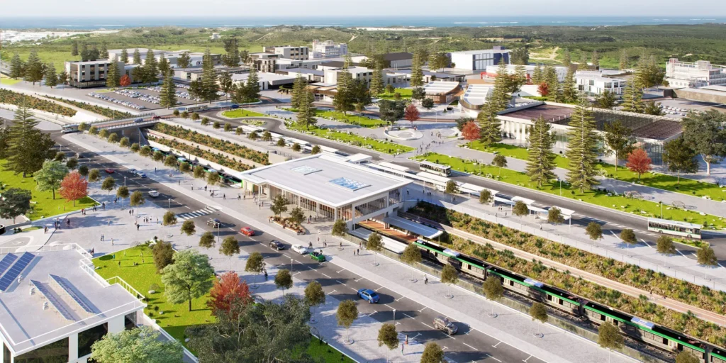 3d cgi render eglinton station aerial visualisation