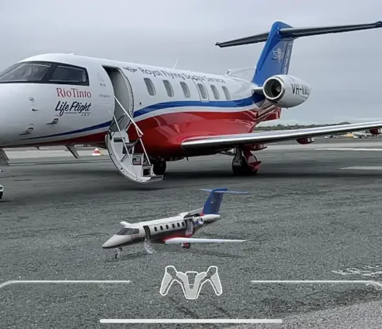 royal flying doctor 3D ar plane application side view