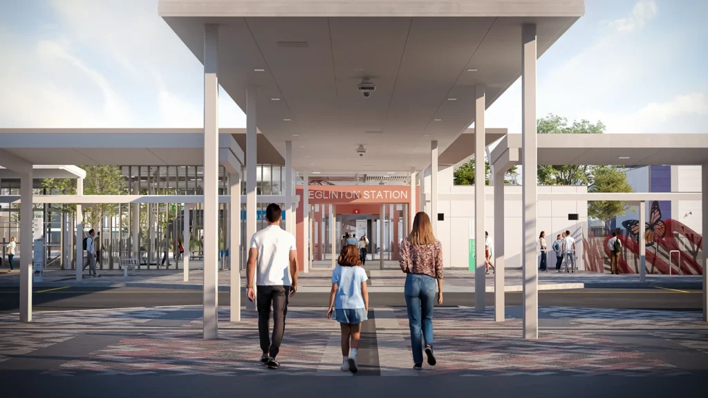 3d render cgi eglinton train station metronet