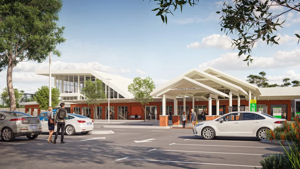 3d render cgi thornlie train station metronet