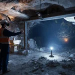 Worker identifying a simulated hazard in a VR underground mine environment